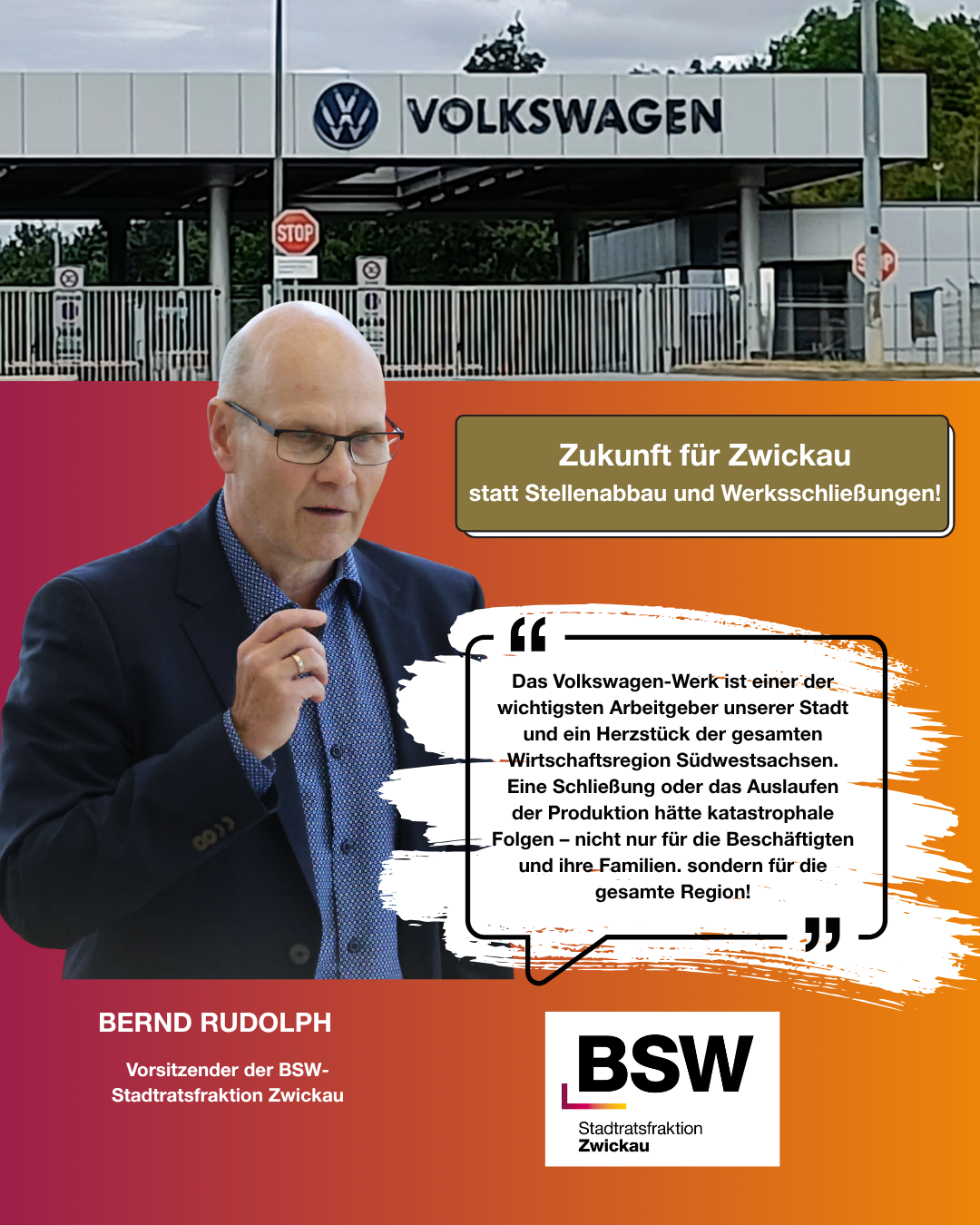 Sharepic zur möglichen Schließung des VW-Werkes Zwickau